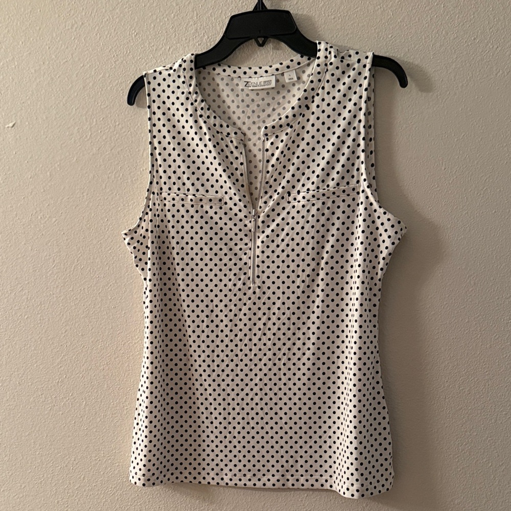 New York & Company Black and White Polka Dot Blouse